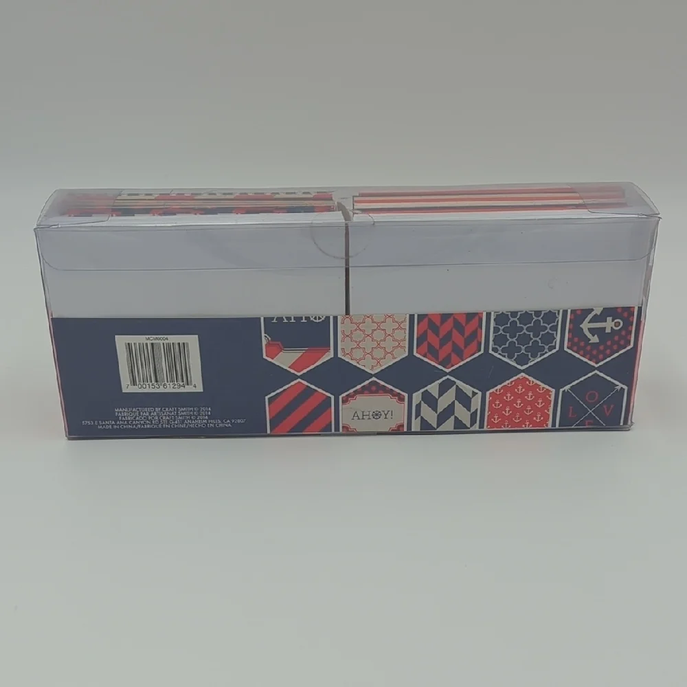 Craft Smith Textured Cards & Envelopes 80 Set Lattice Print Red White Blue